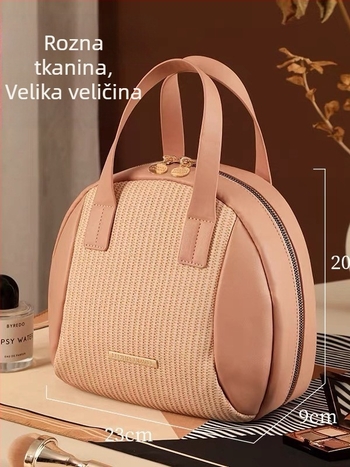 Prenosna višeslojna kozmetička torba, veliki kapacitet, vodootporna, suho–mokro odvajanje, PU vanjski dio s unutrašnjom oblogom od umjetne kože