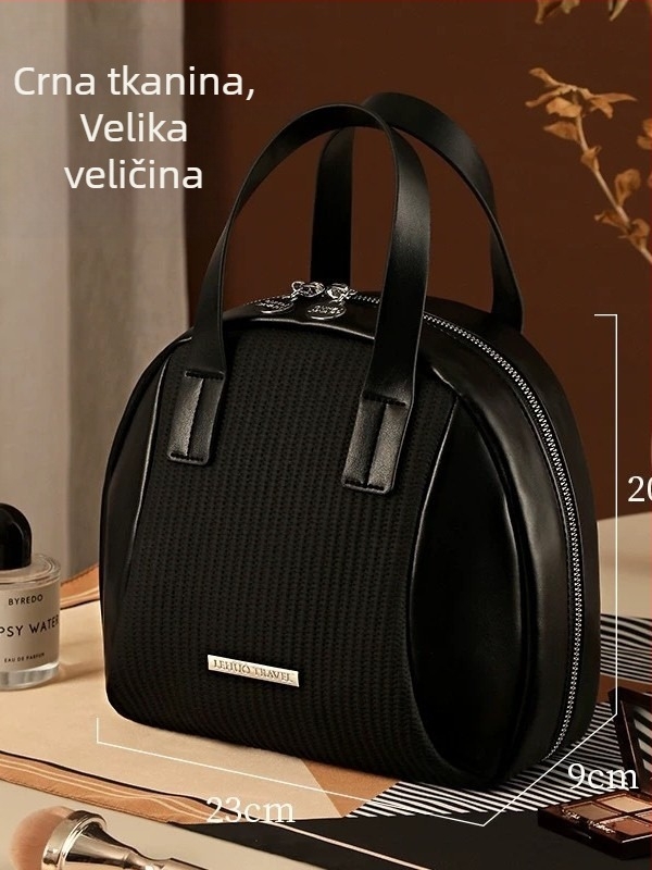 Prenosna višeslojna kozmetička torba, veliki kapacitet, vodootporna, suho–mokro odvajanje, PU vanjski dio s unutrašnjom oblogom od umjetne kože