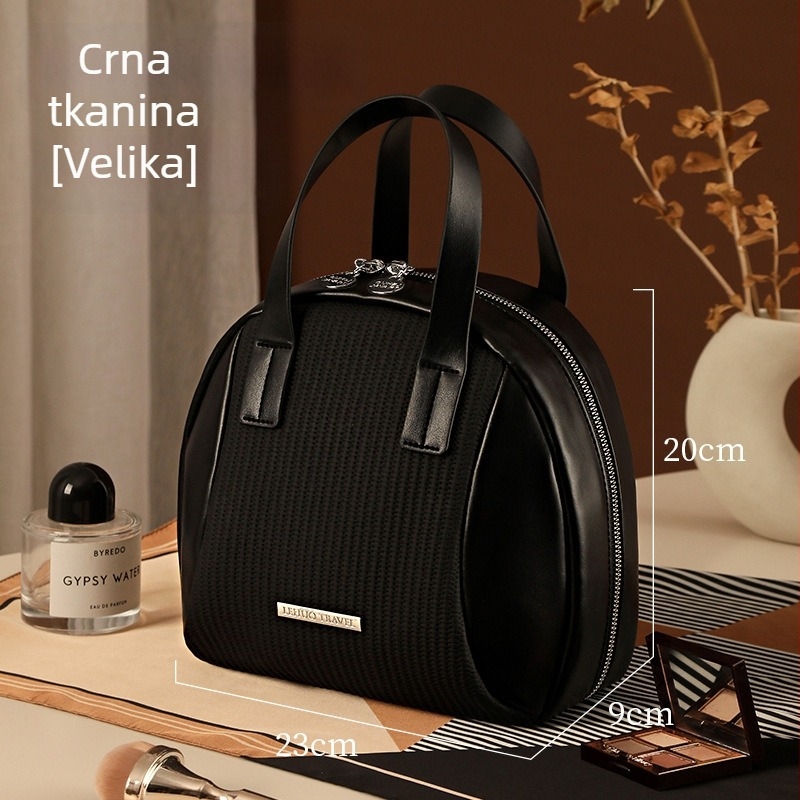 Prenosna višeslojna kozmetička torba, veliki kapacitet, vodootporna, suho–mokro odvajanje, PU vanjski dio s unutrašnjom oblogom od umjetne kože