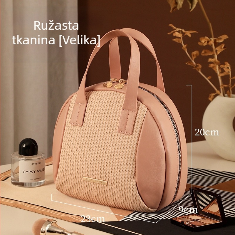 Prenosna višeslojna kozmetička torba, veliki kapacitet, vodootporna, suho–mokro odvajanje, PU vanjski dio s unutrašnjom oblogom od umjetne kože