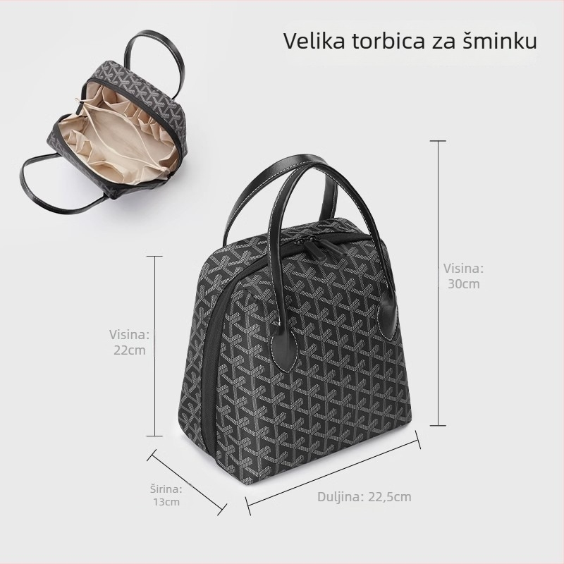 Torba za kozmetiku i torbica za toaletnu potrepštinu – gradski minimalistički stil, geometrijski uzorak, poliester, Tide silk brend, proljeće 2025, prijenosna torbica za šminku