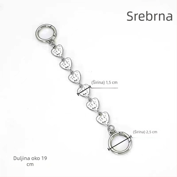 Lanac za produženje kaiša torbe s dizajnom srca – cinkovog legura, dodaci za crossbody/ramenski kaiš, proljeće 2024