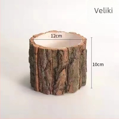 Ručni drveni baril od kore za sukulente, dekorativni cvjetnjak s pletenim drvenim čipsima