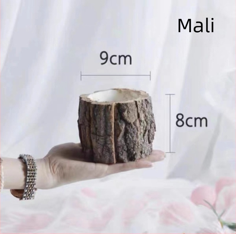 Ručni drveni baril od kore za sukulente, dekorativni cvjetnjak s pletenim drvenim čipsima