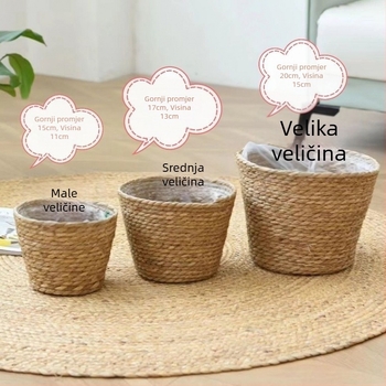 Pletena posuda za cvijeće od vinove loze, nordičkog stila, podna, za dom i vrt, otporna na koroziju