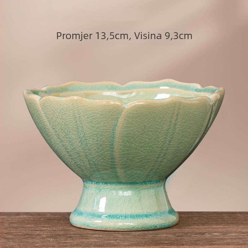 Keramička posuda za cvijeće - ručno izrađena, prozračna, pogodna za stol ili pod, jednostavan stil