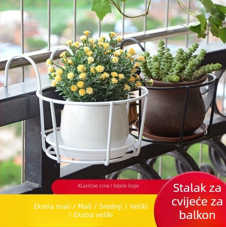Željezni držač za cvijeće za balkon, zidni ili stolni, jednostavnog stila, pogodan za ured i kućnu njegu vrta