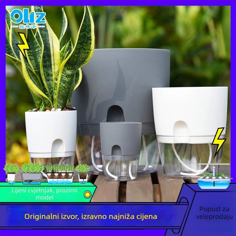 Plastična posuda za cvijeće, prozračna, samonavodna, izdržljiva, za stolnu, pod ili kombiniranu upotrebu, injekcijski oblikovano