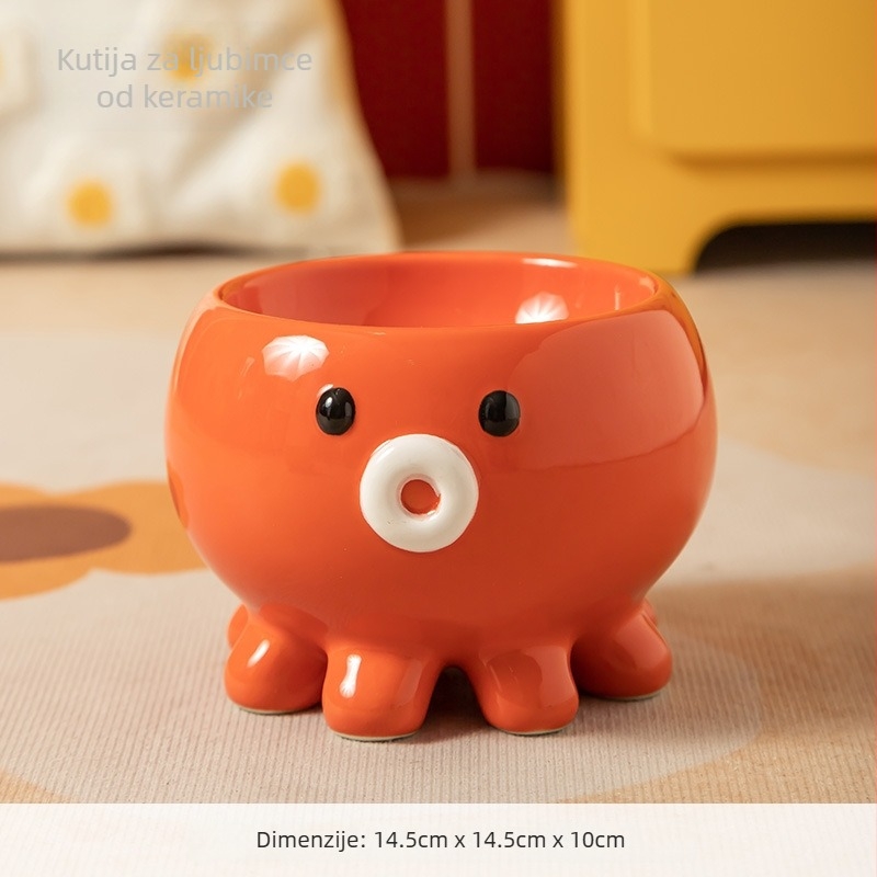 Keramička zdjela za mačke s podignutim stalkom i ravnim otvorom, podrijetlo Čaozhou, branda Crown Scale, posuda za hranu kućnih ljubimaca