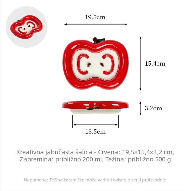 Keramička zdjela za mačke u obliku jabuke, sporo hranjenje, protiv prevrtanja, protiv gušenja