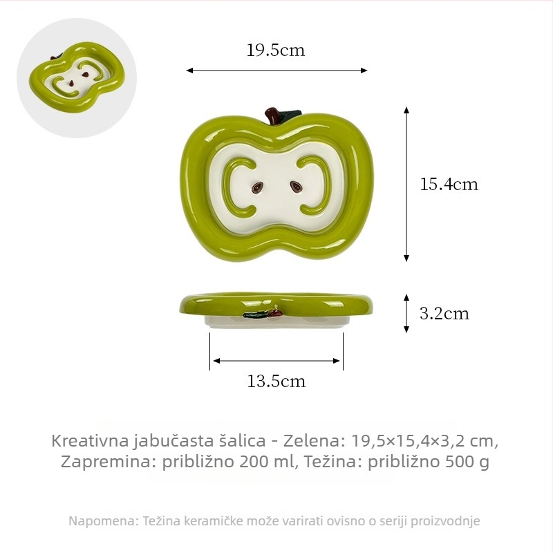 Keramička zdjela za mačke u obliku jabuke, sporo hranjenje, protiv prevrtanja, protiv gušenja