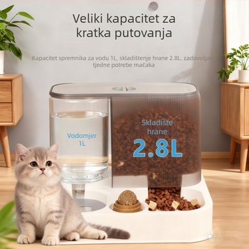 Posuda za hranjenje kućnih ljubimaca sa sporim hranjem i dispenserom vode – prozirni PP materijal, automatsko hranjenje, Lonppet branda, podrijetlo Guangdong, zdjela za mačke i pse