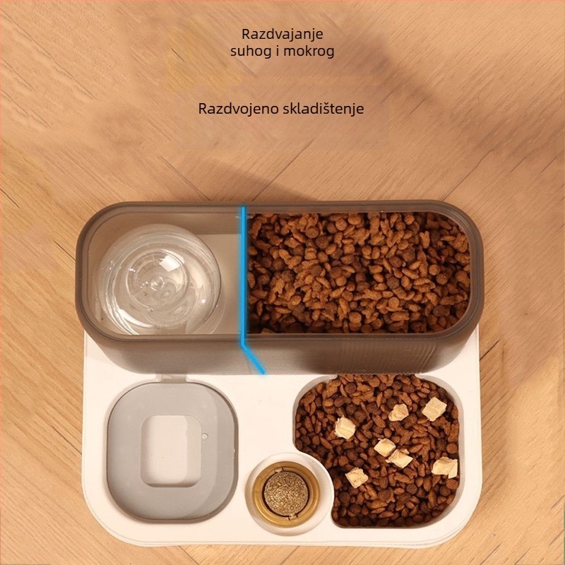 Posuda za hranjenje kućnih ljubimaca sa sporim hranjem i dispenserom vode – prozirni PP materijal, automatsko hranjenje, Lonppet branda, podrijetlo Guangdong, zdjela za mačke i pse