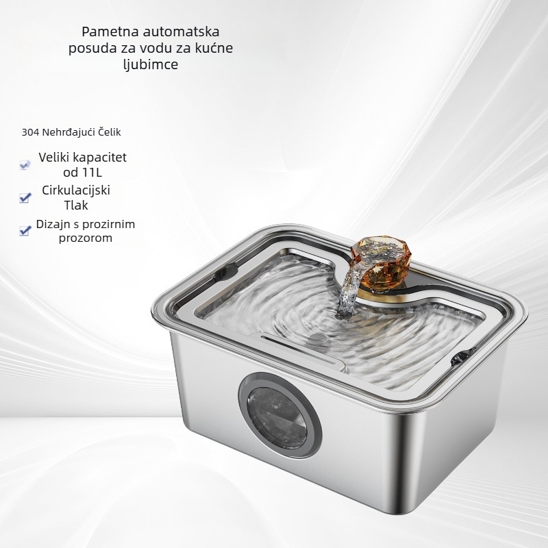 Pametan automatski dispenser vode za mačke od nehrđajućeg čelika 11L