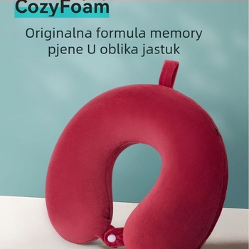 U-oblik jastuk za vrat s memorijskom pjenom, mekana spandex navlaka, 360° podrška kralježnici vrata, dvostruki vrh podrške, V-kut podrške bradi.