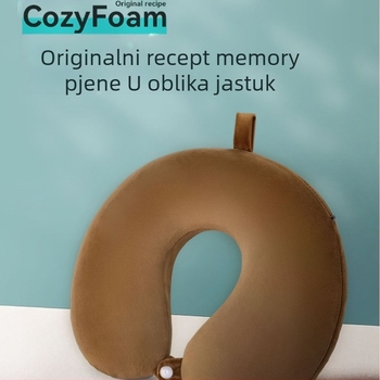 U-oblik jastuk za vrat s memorijskom pjenom, mekana spandex navlaka, 360° podrška kralježnici vrata, dvostruki vrh podrške, V-kut podrške bradi.