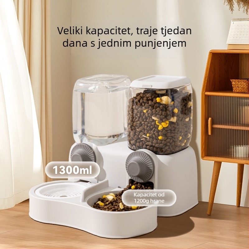 Sve u jednom: viseća hranilica za mačke i posuda za vodu, staklena konstrukcija