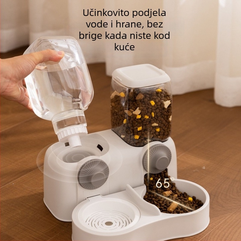 Sve u jednom: viseća hranilica za mačke i posuda za vodu, staklena konstrukcija