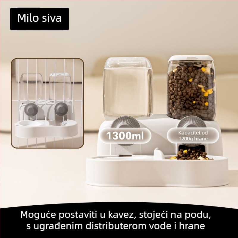 Sve u jednom: viseća hranilica za mačke i posuda za vodu, staklena konstrukcija