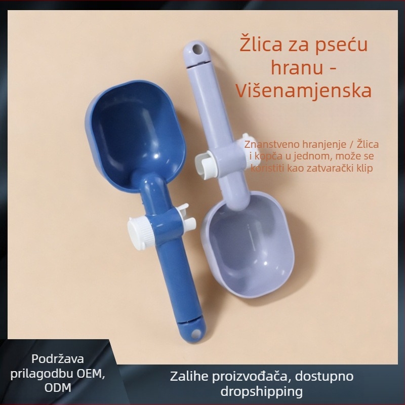 Žličica za hranu mačaka s klipom za brtvljenje, plastična, otporna na vlagu