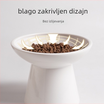 Keramička zdjela za mačke, Shuo ni, s protuvrtanjem i zaštitom vrata, podignuti stalak