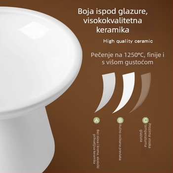 Keramička zdjela za mačke, Shuo ni, s protuvrtanjem i zaštitom vrata, podignuti stalak