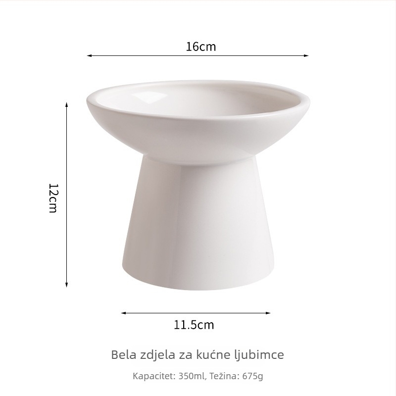 Keramička zdjela za mačke, Shuo ni, s protuvrtanjem i zaštitom vrata, podignuti stalak