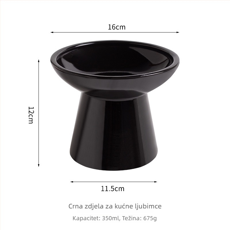 Keramička zdjela za mačke, Shuo ni, s protuvrtanjem i zaštitom vrata, podignuti stalak