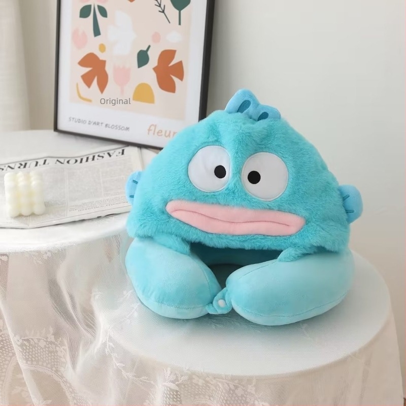 U-oblikovani plišasti jastuk s kapuljačom u motivu Cartoon Stitch, Crystal Velvet tkanina, punjenje od poliester vlakana, za odrasle
