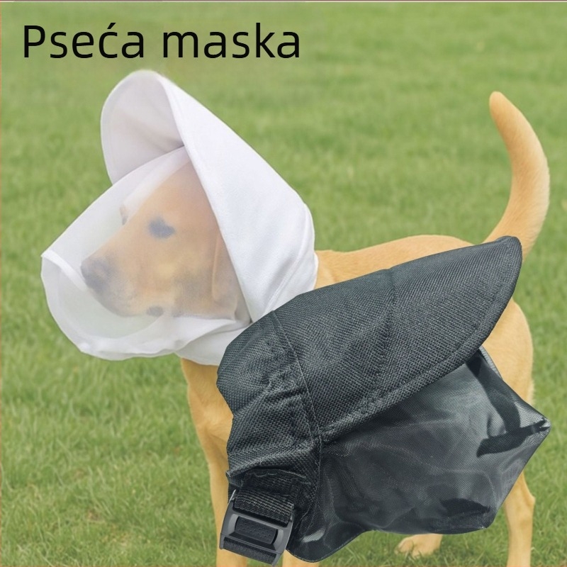 Maska za pseću glavu s zaštitom od komaraca i ušnim štitnicima — poliester, pakiranje 200 kom.