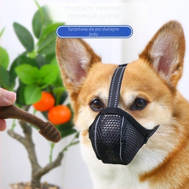 Potpuno prekrivajući mrežasti muzzLe za pse – prozračan dizajn, protiv ugriza, protiv laja, protiv jedenja – za Corgi i Shiba Inu