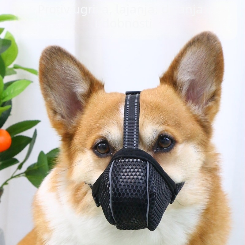 Potpuno prekrivajući mrežasti muzzLe za pse – prozračan dizajn, protiv ugriza, protiv laja, protiv jedenja – za Corgi i Shiba Inu