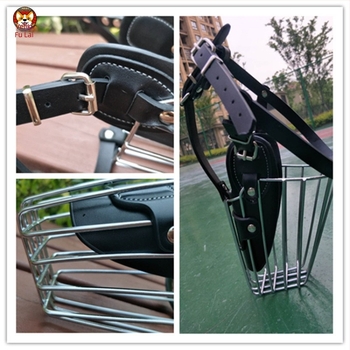 Željezna i PU kožna muzzla za pse s dugačkim njuškom — protiv lave, protiv ugriza, protiv slučajnog gutanja