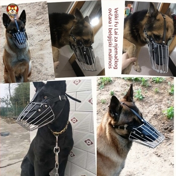 Željezna i PU kožna muzzla za pse s dugačkim njuškom — protiv lave, protiv ugriza, protiv slučajnog gutanja