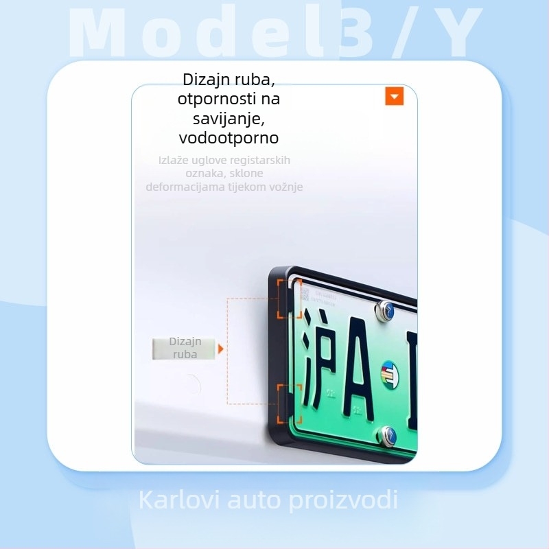 Okvir za registarsku pločicu za Tesla Model Y/3/YL – plastičan, kompatibilan s osvježenim modelom 3/y, Carlisle