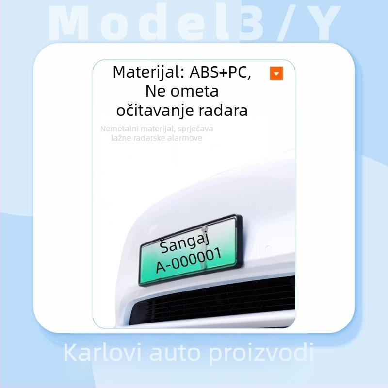 Okvir za registarsku pločicu za Tesla Model Y/3/YL – plastičan, kompatibilan s osvježenim modelom 3/y, Carlisle