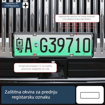 Okvir zaštite registarske pločice za Zeekr 9X, aluminijska legura, vijci uključeni