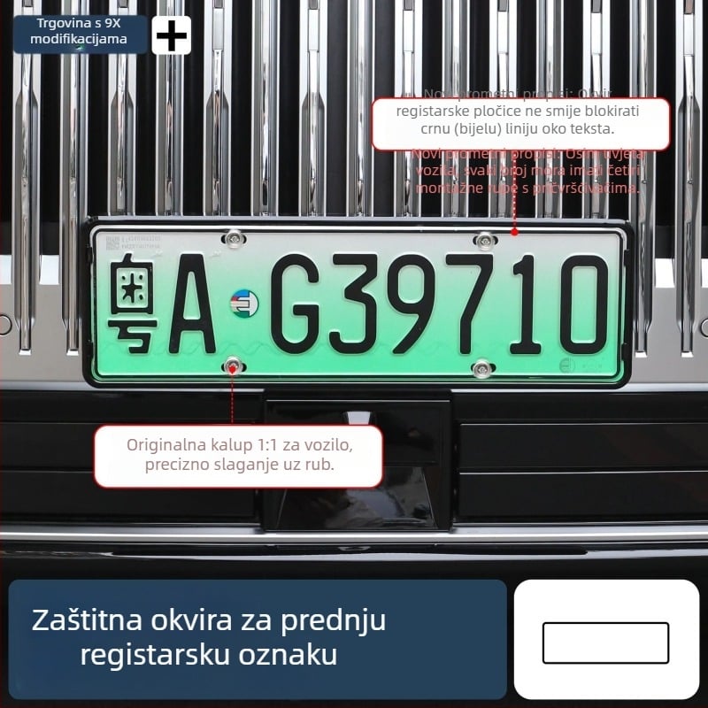 Okvir zaštite registarske pločice za Zeekr 9X, aluminijska legura, vijci uključeni