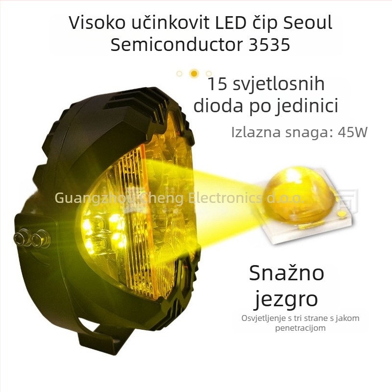 LED trostrano radno svjetlo za terenska vozila, 75W, 10–60V, 15725 lm, aluminijsko legura kućište, modeli W0275W0375W0475