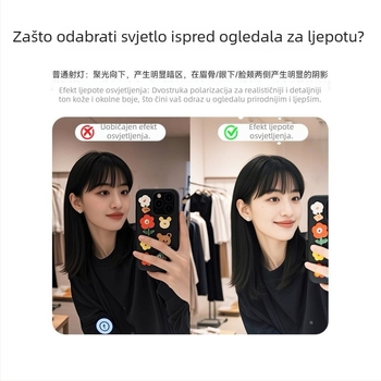 Ugrađeno LED svjetlo za ogledalo za šminku, COB izvor, CRI ≥95, 220V, aluminijsko kućište, gumb prekidač