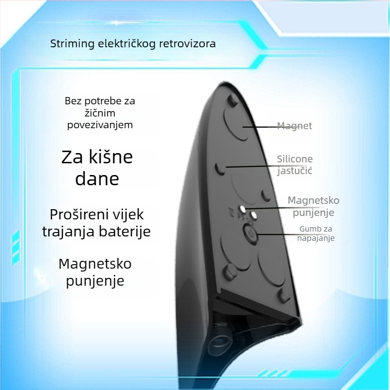 Zadnja kamera za retrovizor u obliku žraloćeg peraja, bežična, instalacija bez alata, vodootporna, 1024x768 rezolucija