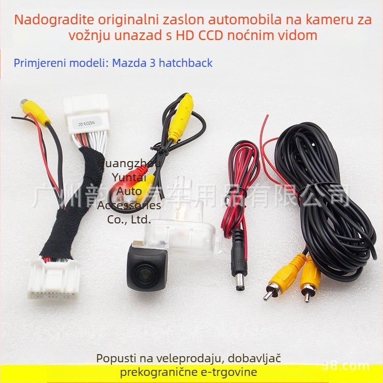 Kamera za vožnju unatrag za Mazda 3 Hatchback (2014–2017), kompatibilna s originalnim zaslonom, HD snimka, napajanje 12V, zrcalna slika