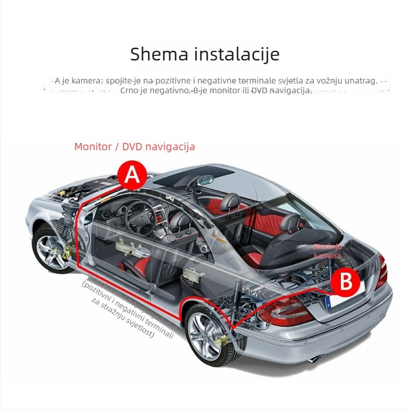 Ispravljač za stražnju kameru automobila — 12V, 1080x720, IP68, 3W, Kompatibilno s VW/GM/Ford