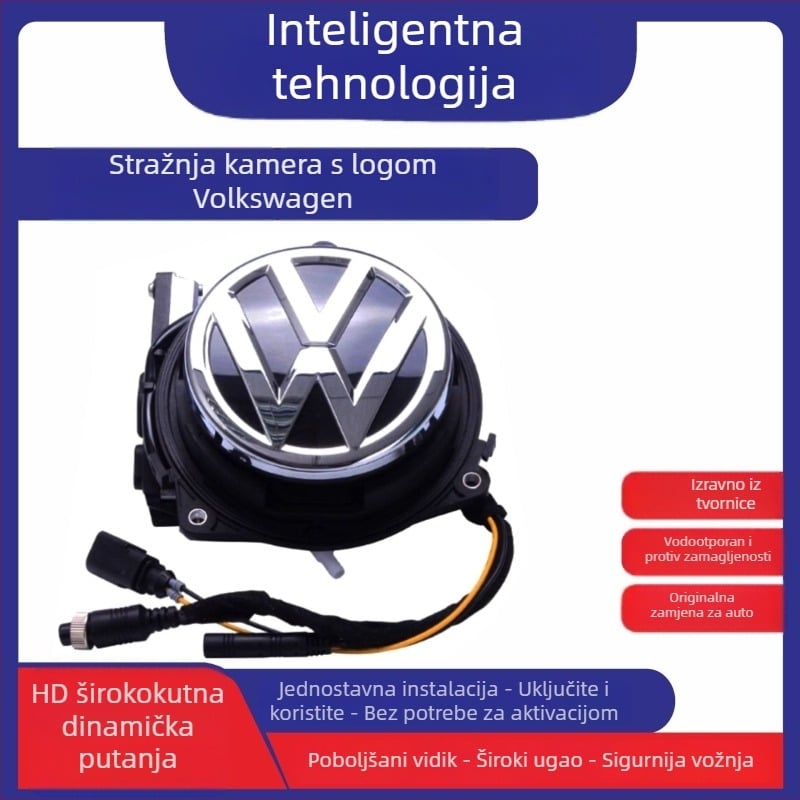 Zadnja kamera za Golf 7/8, Beetle, Magotan i Lingdu — metalno kućište, 1080 rezolucija, 170° kut gledanja, 12V napajanje, CVBS/originalni auto signal