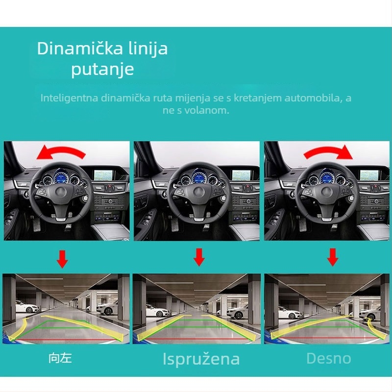 Kamera za vožnju unazad s AHD 720P/1080P dinamičkom trajektorijom, fisheye, kut gledanja 170°, IP68