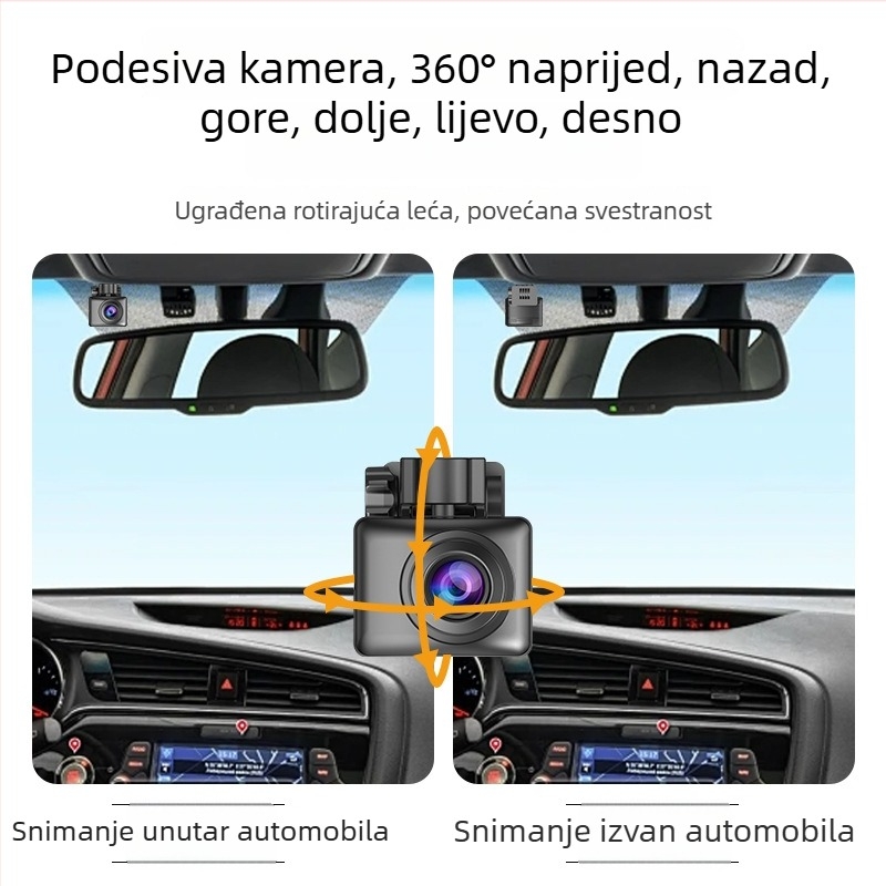 Automobilska kamera s prednjom i stražnjom kamerom — 1080P, noćni vid, 60fps, AHD video, kut gledanja 120°
