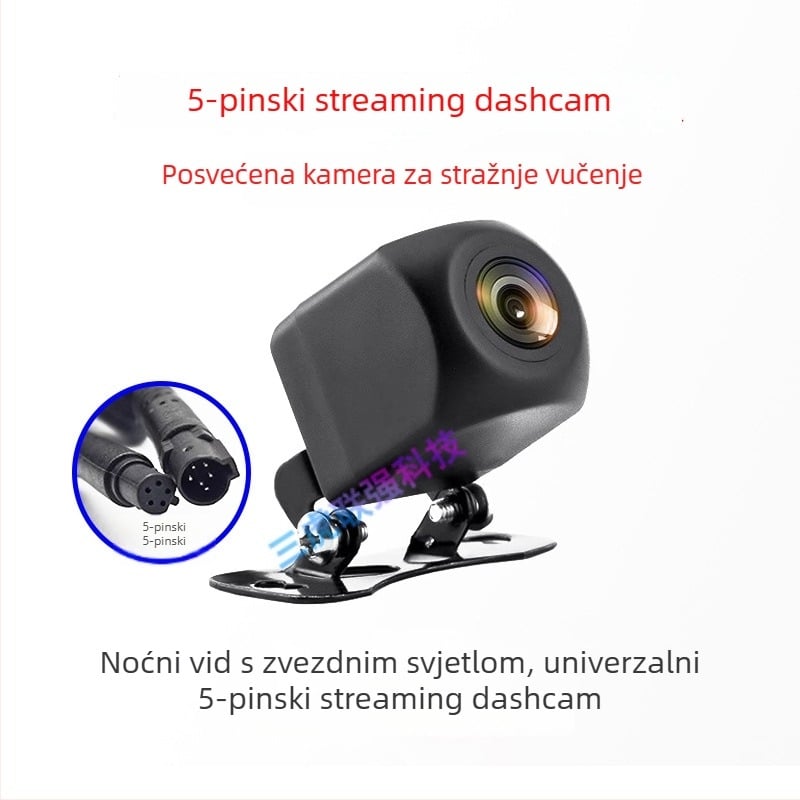 Auto stražnja kamera s 5-pinskim priključkom, AHD video, 720P rezolucija, 170° kut gledanja, 12V napajanje