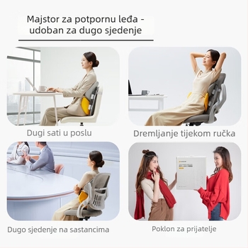 Podloga za lumbalnu podršku sjedala: prozračna mreža, punjenje od spužve, ergonomska podrška donjem dijelu leđa, univerzalno za automobile, minimalistički stil