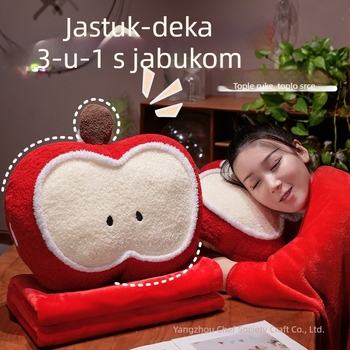 Jabuka grijanje za ruke jastuk s navlakom – 3u1, plišasti jastuk s PP pamukom, izvezeno, crtani stil