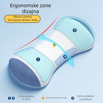 Jastuk za lumbalnu podršku s memory foam za spavanje, ergonomska podrška za leđa, navlaka od pamuka